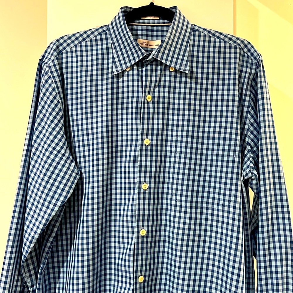 Peter Millar Blue Check Dress Shirt-Like New